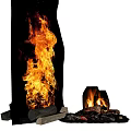 Garden Decorative Fire Pit With Burning Wood Logs And Flames