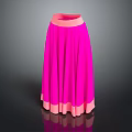Bright Pink Flowy Skirt Featuring Pink Waistband And Flared Hem Design