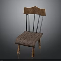 Rustic Wooden Chair With Curved Backrest And Spindle Supports For Home Decor