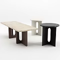 Modern Coffee Tables With Rectangular Marble Top Round Wood And Gold Black Metal Frames 3d model