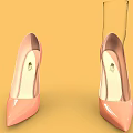 Pink Pointed Toe High Heels With Red Heel And Patent Leather Finish