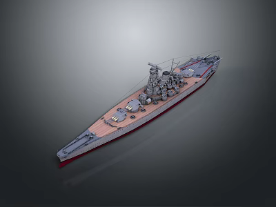 Detailed Historical Warship Scale Model With Naval Ship Structure And Design 3d model
