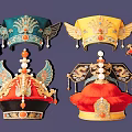 Traditional Chinese Hanging Ornaments With Intricate Gold Embroidery And Colorful Beads