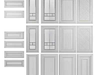 Various Cabinet Door Designs With Different Panel Patterns And Styles 3d model