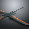 3D Rendered Pterosaur Model With Blue Green Body And Orange Black Gradient Wings
