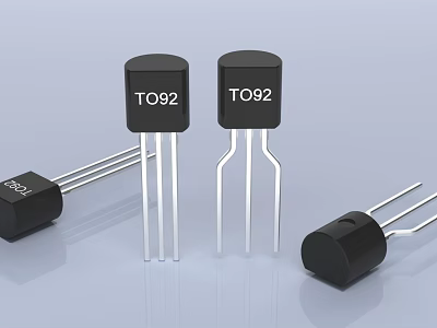 TO92 Electronic Components with Three Pins and Black Casing 3d model