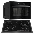 Modern Kitchenware Microwave Refrigerator Samsung Tablet Hob 3d model