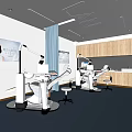 Modern Dental Clinic Interior With Dental Chairs Equipment And Wooden Cabinets