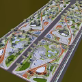 Park Landscape Design With Curved Paths Green Spaces And Water Features