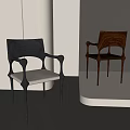 Modern Dining Chairs with Black Frame Beige Seat and Brown Wooden Armrest Design