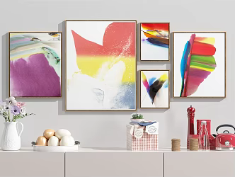 Modern Abstract Painting Abstract Hanging Painting Combination Ornaments 3d model