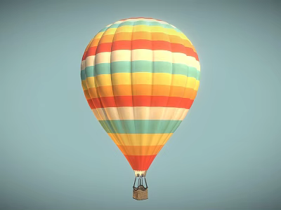 Colorful Striped Hot Air Balloon Amusement Equipment With Light Blue Sky Background 3d model