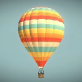Colorful Striped Hot Air Balloon Amusement Equipment With Light Blue Sky Background