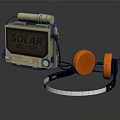 Solar Powered Digital Lantern With Orange Earphones And Functional Accessories 3d model