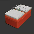 Commercial Equipment Red Box With White Lid Metal Handles And Yellow Lock