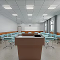 School Classroom Interior With Neatly Arranged Desks And Chairs Front Blackboard And Digital Screen