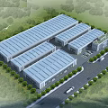 Industrial Plant With Multiple Connected Buildings Flat Metal Roofs Greenery And Access Road