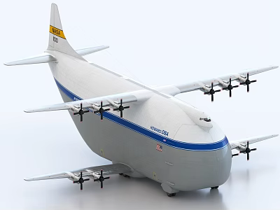 White and Blue Fighter Jet with Multiple Propellers and Antonov Design Elements 3d model