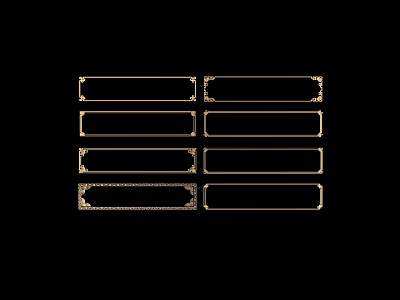 Decorative Gold Lines Ornate Frames Set on Black Background Vintage Design Elements 3d model