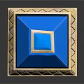 Blue Pyramid Ornament With Golden Accents And Smooth Blue Surface Design