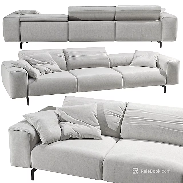 Modern Light Colored Multi Seater Sofa With Soft Cushions And Sleek Design 3d model