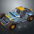 Yellow And Silver Off Road Car With Large Tires Open Design And Front Seats