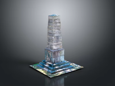 Ancient Stone Obelisk Architecture With Multi Layered Structure Square Base And Colorful Platform 3d model