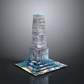 Ancient Stone Obelisk Architecture With Multi Layered Structure Square Base And Colorful Platform 3d model