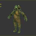 Protective Suit With Gas Mask And Backpack Tank Brown Outfit Red Black Patterns Gloves Boots