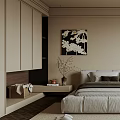 Modern Bedroom Interior With King Size Bed Area Rug And Decorative Painting