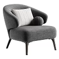 Cozy Fluffy Cream Accent Chair With Striped Cushion Round Pillow And Black Metal Legs