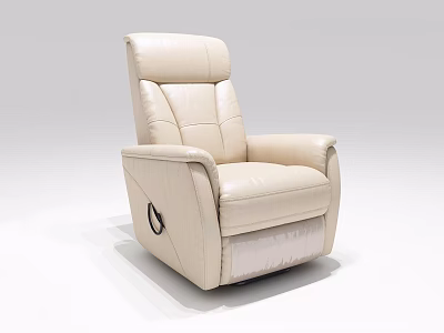 Modern Beige Leather Single Seater Recliner Sofa With Stitched Design And Armrests 3d model