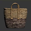 Two Tone Woven Household Storage Basket With Sturdy Handles And Natural Design