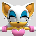 White Fur Cat Game Character With Yellow Ears Blue Eyes Pink Gloves And Heart
