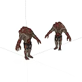 Game Movie Monster Character With Red White Textures Muscular Body And Long Limbs