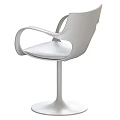 Sleek Minimalist Dining Chair With Curved Armrests Gray Upholstered Seat And Metal Legs