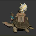 Decorative Turtle Sculpture With Colorful Items On Its Back 3d model