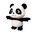 Cute Black And White Cartoon Panda Character With Open Arms
