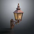 Copper Wall Lamp With Decorative Metal Bracket And Square Illuminated Lampshade