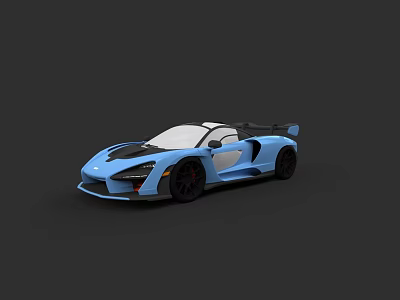 Blue Sports Car With Modern Sleek Body Rear Wing And Black Alloy Wheels 3d model