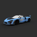 Blue Sports Car With Modern Sleek Body Rear Wing And Black Alloy Wheels
