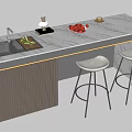 Modern Bar Chair Combination Bar Island Desk Dining Bar Water Bar 3d model