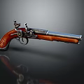 Vintage Pistol with Wooden Grip Engraved Metal Barrel and Classic Design Details
