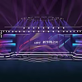 Vibrant New Year Stage Setup With Lighting Backdrop Screen And Network Light Design 3d model