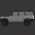 Gray Off-Road SUV With Roof Rack Orange Light Bar And Large Tires