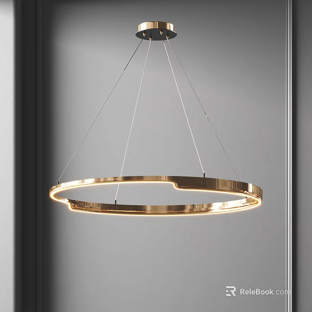 Modern Gold Circular Pendant Light With Glowing Design For Minimalist Interior 3d model 