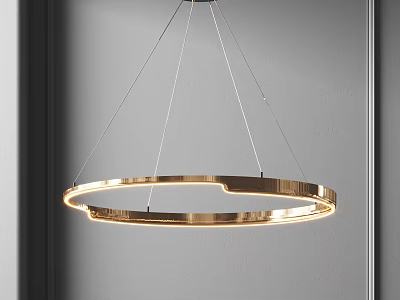 Modern Gold Circular Pendant Light With Glowing Design For Minimalist Interior 3d model