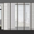 Modern Glass Partition With Textured Design And Metal Frame In Contemporary Interior