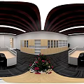 Modern Public Office Space With Cubicle Workstations Office Chairs Large Windows And Potted Plants
