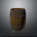 Rustic Wooden Barrel As Household Item With Metal Hoops And Storage Function 3d model